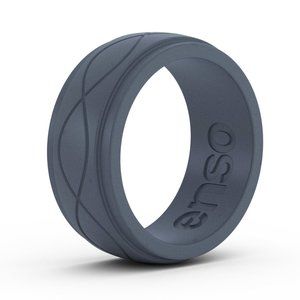 ENSO Rings MEN'S INFINITY SILICONE RING Wedding Band Slate Gray NIB Size 9